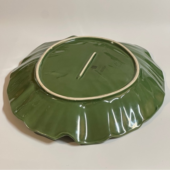 Roscher Leaf Collection Large Green Stoneware Serving Platter - Picture 7 of 11